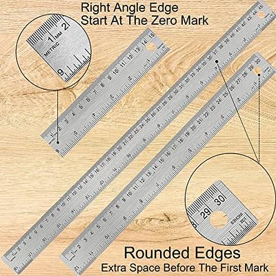 Stainless Steel Ruler, 12 Metal Rulers 1 Wide Inch Metric