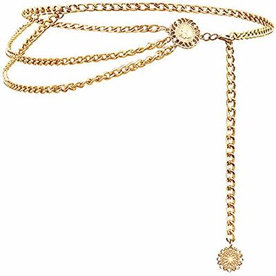 FAN&LOUIS Women's Gold Chain Belt for Dresses Jeans, Ladies