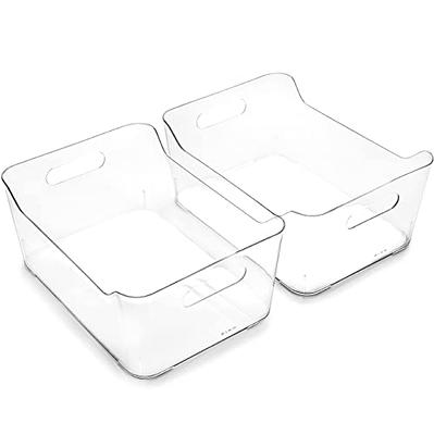 Bino | Plastic Organizer Bins Large - 2 Pack Clear | The Soho Collection | Multi-Use Organizer Bins for Pantry & Freezer | Storage Container Bins