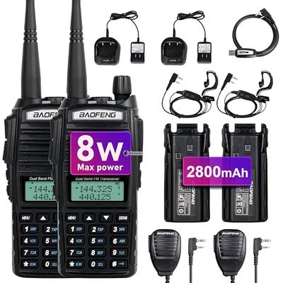 BaoFeng Radio UV-5R 8W 2Pack Handheld Ham Radios (VHF & UHF) with High Gain  Antenna and Programming Cable (2Pack) (M)
