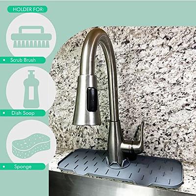 24 inch Sink Splash Guard Mat, Silicone Faucet Handle Drip Catcher