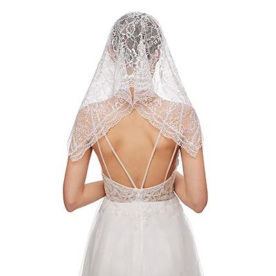 EllieWely 1 T Cathedral Length Floral Lace Appliques Wedding Bridal Veil  Ivory - Yahoo Shopping