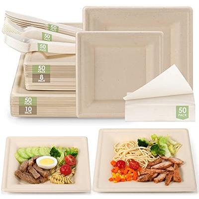  Gezond 100 Pack Compostable Square Plates 6 Inch