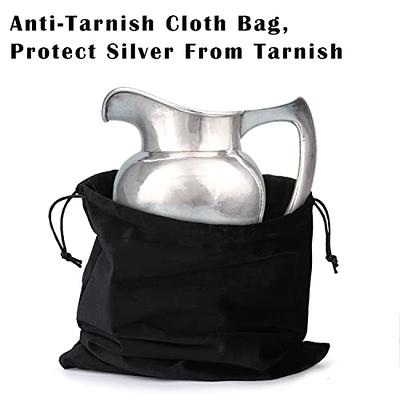 Saihisday 10Packed Silver Storage Bags, Anti-Tarnish Jewelry Storage Bags,  Fabric Cloth Bags for Silver Jewelry Silverware Protection(Black)