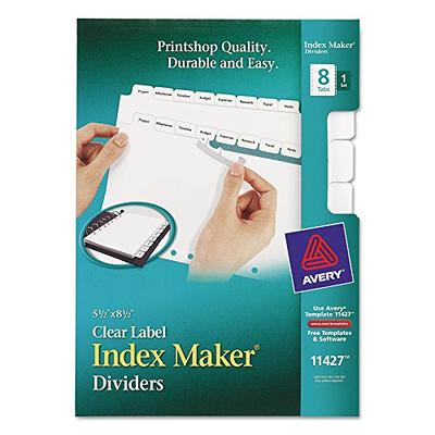 Avery 8 Tab Mini Dividers for 3 or 7 Ring Binder, 5.5 x 8.5, Easy Print &  Apply Clear Label Strip, Index Maker Customizable White Tabs, 1 Set (11427)  - Yahoo Shopping