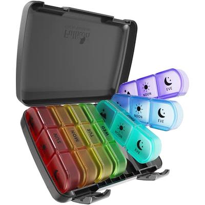 Sunbaca Pill Organizer for Travel Weekly Pill Box 7 Day Pill Case