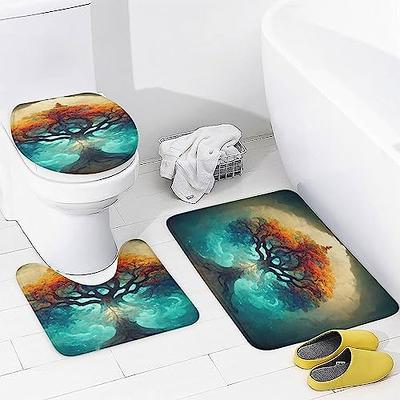 Easter Bunny Floral Cute Bathroom Rugs Sets 3 Piece Spring Watercolor Bath  Mats Non Slip Washable