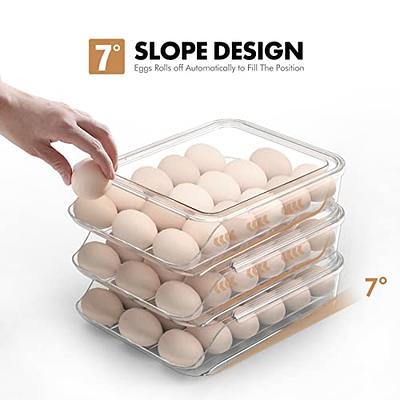 Auto Flip Egg Holder for Refrigerator, 3 Layer Egg Storage Container for  Refrige