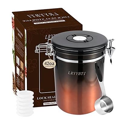 Bretani 24oz Stainless Steel Coffee Canister Scoop Set- Storing Grounds, Beans White