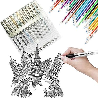 24 Pk Glitter Colored Gel Pens Art Set School Sketch Drawing Adult Coloring Book