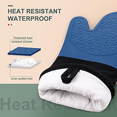 HOMWE Silicone Oven Mitt, Oven Mitts with Quilted Liner, Heat Resistant Pot  Holders, Slip Resistant Flexible Oven Gloves, Black, 1 Pair, 13.7 Inch 