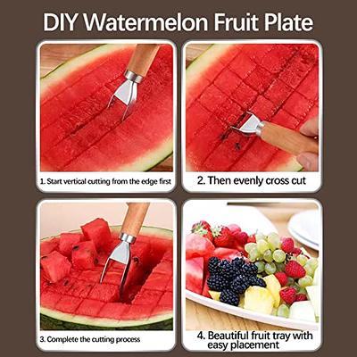 Fantexy Melon Baller Scoop,Stainless Steel Watermelon Cutter Fruit Knife with Melon Baller,Fruit Scooper Watermelon Knife for Dig Pulp Separator