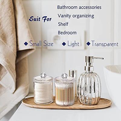 3 pcs Qtip Holder Dispenser, Clear Plastic Apothecary Jar Containers for  Vanity Makeup Organizer Storage, Bathroom Accessories for Swab, Ball, Pads,  Floss