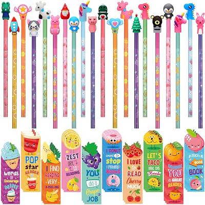 Leinuosen 42 Pieces Scented Pencils Fun Pencil with Eraser Cartoon Pencil  Toppers Fruit Pencil Toppers with Pencil Toppers Lovely Wood Pencil with