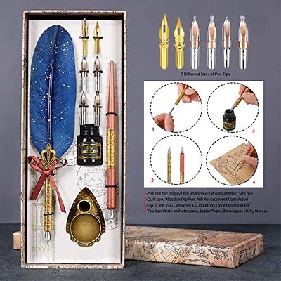  YICMY Quill Pen and Ink Set Feather Pen Set,Calligraphy Pen  Set for Beginners,Wax Seal Stamp Set Calligraphy Writing Quill Pen Set with  8 Letter Papers Calligraphy Pen and Ink Set