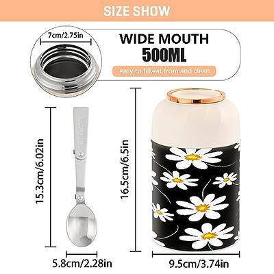 Nesatuwa Stainless Insulated Food Container Daisy Black Floral Thermoses  for Hot Food and Cold Food with Folding Spoon,Leakproof BPA-Free Wide Mouth  Soup Container - 16 oz - Yahoo Shopping