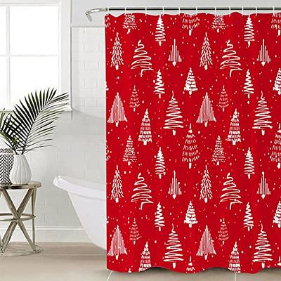  Pink Christmas Tree Stall Shower Curtains Set with 12 Hooks-54  x 78 Inch Waterproof Bath Curtains, Pink Xmas Tree Winter Snowflake Rustic  Privacy Curtain Panel Bathroom Accessories for Bathtub : Home