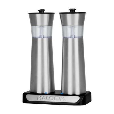 Lars NYSØM Salt and Pepper Mills Set Stainless Steel with Adjustable Ceramic Grinder 2 Pieces I Design Spice Mills Set Manual (Stainless Steel)