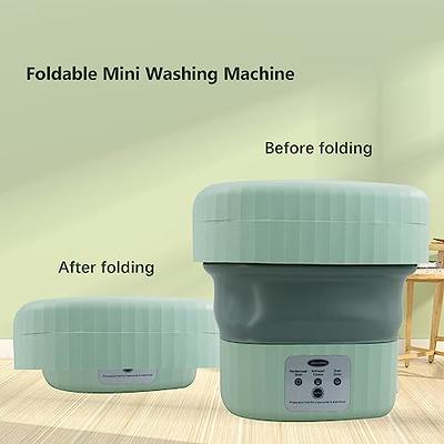 Portable Washing Machine Mini Washer with Drain Basket, Foldable Small  Washer for Underwear, Socks, Baby Clothes, Towels, Delicate Items (White)