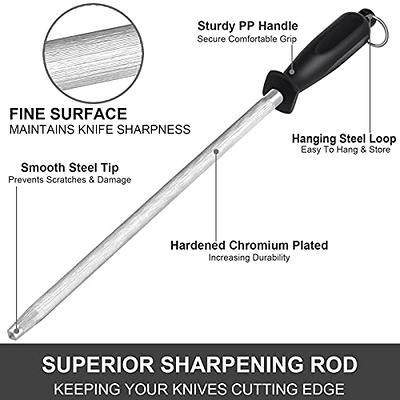 Honing Steel Knife Sharpening Rod 12 inches, Premium Carbon Steel Knife  Sharpener Stick, Easy to Use Honer for Knives and Rod Sharpeners - Daily  Maintenance - Yahoo Shopping
