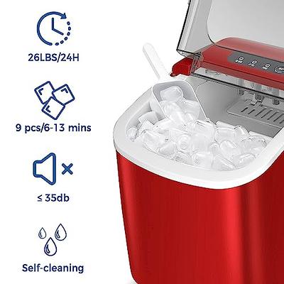 Crzoe Countertop Ice Maker Machine,Portable Ice Maker with  Handle,26Lbs/24H,9 Cubes Ready in 6 Mins,Self-Cleaning Ice Makers with Ice  Bags and Scoop Basket,for Home/Office(RED) - Yahoo Shopping