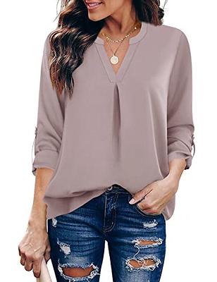 Worthington Womens Y Neck Elbow Sleeve Blouse