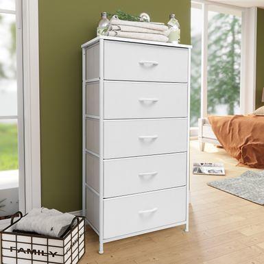 HOMCOM 5 Drawer Fabric Dresser Tower 4 Tier Storage Organizer with