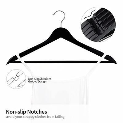 Premium Wooden Hangers 20 Pack - Durable Non Slip Coat Hangers Heavy Duty-  Natural Solid Wood Hangers - Clothes Hangers with Chrome Swivel Hooks 