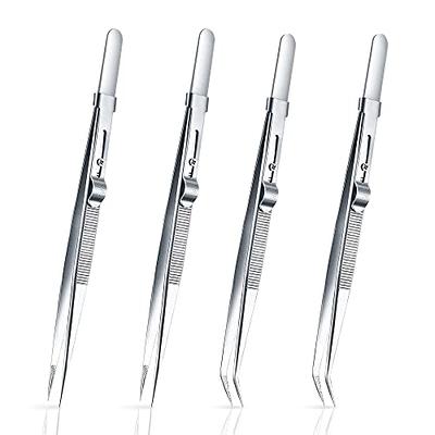 Tweezers Eyelash Extension Tweezers Set Stainless Steel Straight and Curved  Tip Tweezers for Nail Art Sticker, Eyelash Extensions, Craft, Jewelry Pack  of 6 