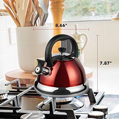 3.17QT Stainless Steel Whistling Tea Kettle, Compatible with All Burners  Including Induction, Foldable Handle, 18/10 Stainless Steel Kettle Tea  Kettle Red 3L - Yahoo Shopping