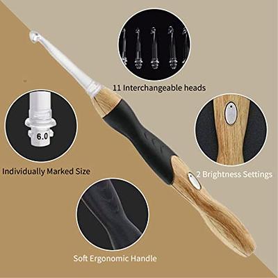 In 1 Light Up Crochet Hook Set Rechargeable Ergonomic Crochet