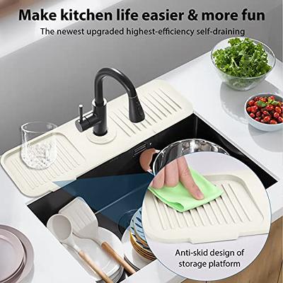 Sink Splash Guard 24 inch, Silicone Faucet Handle Drip Catcher Tray, Longer  Silicone Sink Mat for KitchenBathroom, Drip Protector Splash Countertop