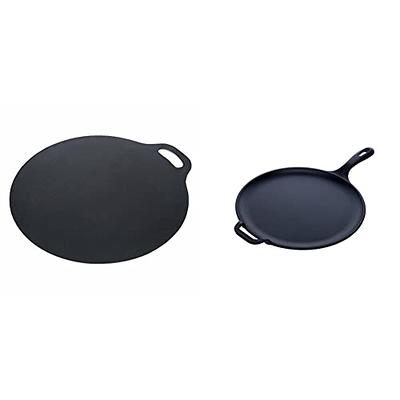 Victoria 12-Inch Cast-Iron Comal Pizza Pan with a Long Handle and a Loop  Handle, Preseasoned with Flaxseed Oil & Cast Iron Skillet, Pre-Seasoned
