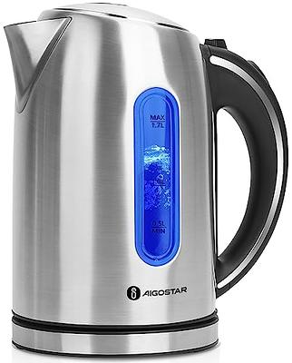 Zulay Kitchen 1.7L Glass Electric Kettle with Blue LED Light, Black