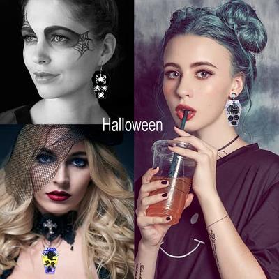 212 Pcs Halloween Earring Mold Pumpkin Spider Web Witch Bat Shape Earring  Resin Molds Halloween Silicone