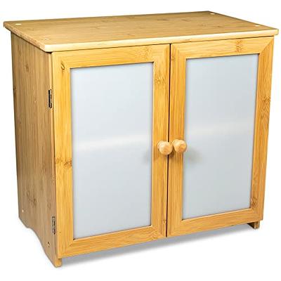 Farmhouse Bamboo Bread Box with Frosted Glass Window - Extra Large Capacity