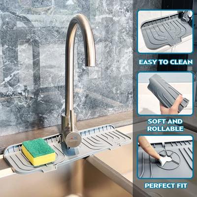 Kitchen Sink Splash Guard, Silicone Faucet Mat, Faucet Rack For