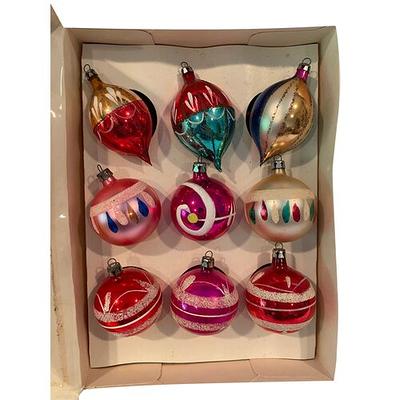 Hand-Blown Glass Ornament Box, Set of 9