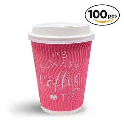 INSULATED RIPPLE HOT DRINKS PAPER CUPS 25, 50, 100 or 500 COFFEE DISPOSABLE  LIDS