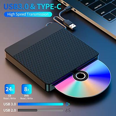 High-Speed 7 in 1 USB 3.0 External CD/DVD Drive for Laptop and Desktop PC