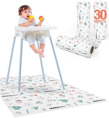 Minimono Baby Splat Mat for Under High Chair - 30 Pcs Disposable and  Waterproof Splash Mats - 40