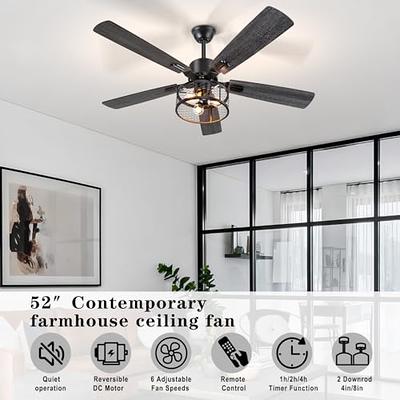 Farmhouse Ceiling Fans with Lights, Wood Flush Mount Ceiling Fan Lights  with Remote Control,Caged Indoor Ceiling Fan with Light for Living  Room,Bedroom,Kitchen - Yahoo Shopping