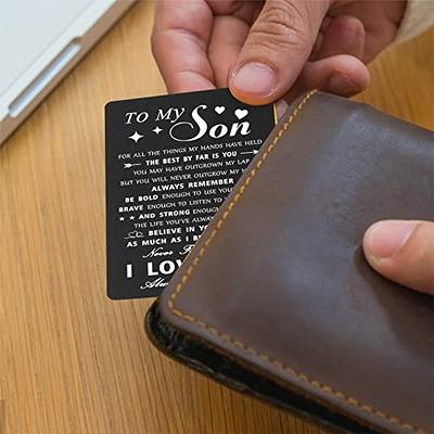 Inspirational Gifts for Son from Mom, Engraved Wallet Inserts with  Motivational Quotes, Wallet Insert Cards for Graduation Birthday Gift Ideas