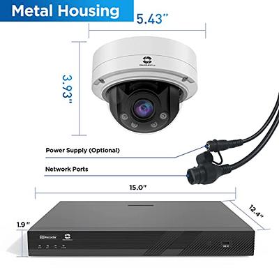  GWSECU 16 Channel Camera Systems PoE 4TB HDD, 5X Optical Zoom  AI Human Vehicle Detection, IP66 IK10 Vandal-Proof, 8X 4K Dome Audio  Security IP Camera 2.7-13.5mm Motorized Varifocal Lens, G81608MD57 