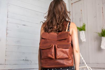 Personalized Leather Backpack Travel Backpack Laptop Backpack