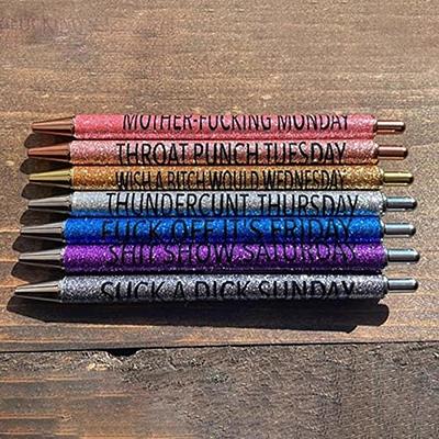 KVIFIVK 7pcs Funny Pens Daily Work Office Ballpoint Pen Set Describing  Mentality for Adults Bling 7 Day Week Pen Funny Office Gifts Creative gifts  for