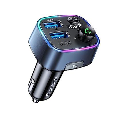  Nulaxy Bluetooth FM Transmitter for Car,Bluetooth Car Adapter  with Dual USB Charging Car Charger MP3 Player Support TF Card & USB  Disk,Hands Free Calling,7 Colors Led Backlit Light : Electronics