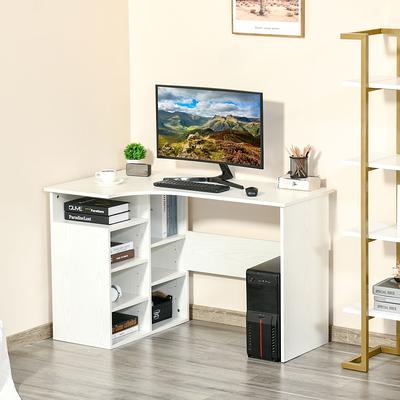 HOMCOM L-Shaped Corner Computer Desk Study Table w/ Storage Shelf