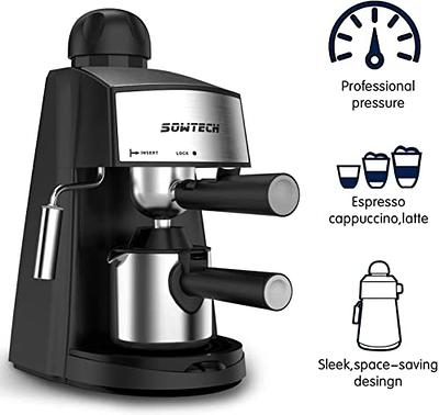Coffee Maker with Milk Frother Cappuccino 1-4 Cup Latte Machine New Steam Espresso  Machine Black 