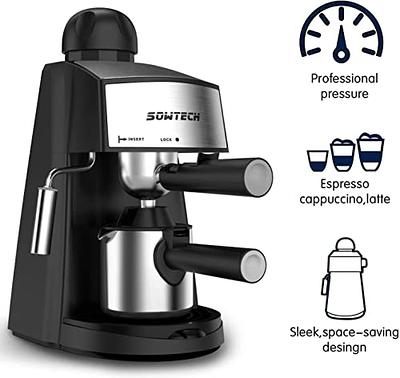 Espresso Machine, 3.5 Bar 4 Cup Steam Espresso Machine Cappuccino Maker  with Milk Frother, Black 